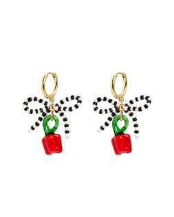 Azra Bow Chilli Charm Drop Hoop Earrings £18 €23.50