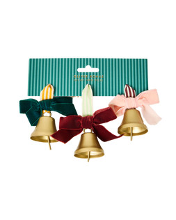 Bell & Velvet Bow Christmas Decorations Set of Three £14.50 €19