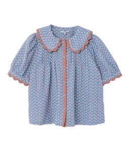 Blue & Brown Ditsy Floral Scalloped Collar Blouse £58 €76