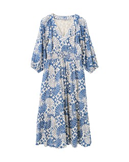 Blue & Cream Sun Print V-Neck Tiered Midi Dress £85 €115