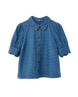 Blue Denim Gingham Short Sleeve Shirt £65