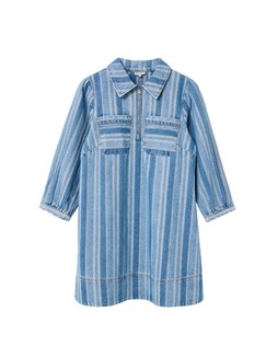 Blue Denim Striped Half Zip Mini Dress £80