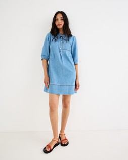 Blue Frill Collar Denim Mini Dress £80 €104
