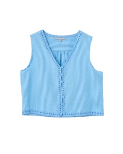 Blue Striped Embroidered V-Neck Waistcoat £55 €72