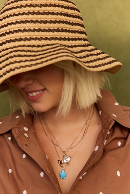 Brown & Natural Striped Straw Bucket Hat £28 €36.4