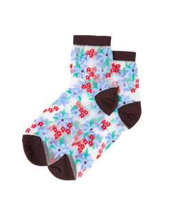 Brown & Red Floral Sheer Socks £8.5 €11.5