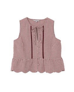 Burgundy Gingham Sleeveless Peplum Top £55 €72