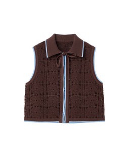 Chocolate Brown Tie Front Crochet Waistcoat £60
