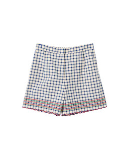 Cream & Blue Gingham Embroidered Scalloped Hem Shorts £58 €76