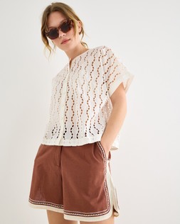 Cream Broderie Boxy Short Sleeve Shirt £60 €78
