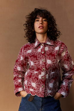 Dark Red & Ivory Daisy Embroidered Jacket £85
