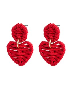 Dulce Red Heart Drop Raffia Stud Earrings £16.50 €21.50