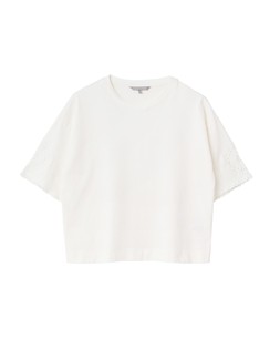 Ecru Broderie Sleeve Cotton T-Shirt £38