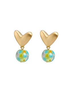 Elsie Spotted Bead Drop Heart Stud Earrings £16.50 €21.50