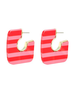 Ezra Pink & Red Square Resin Hoop Earrings £18 €23.50