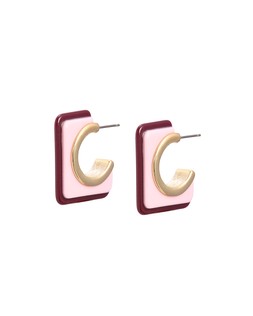 Fuchsia Pink Tipped Edge Square Resin Hoop Earrings £16.50