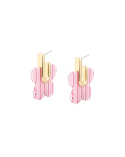 Gaia Pink Stripe Resin Flower Motif Hoop Earrings £16.50 €21.50