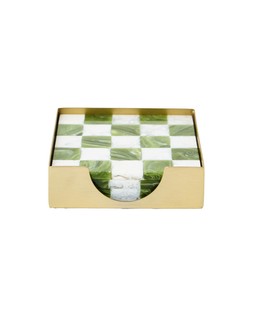 Green Chequerboard Resin Coasters Set of Four £29.50 €38.50