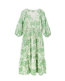 Green & Cream Sun Print V-Neck Tiered Midi Dress £85 €115