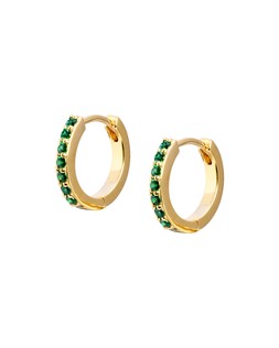 Green CZ Inlay Gold Plated Huggie Hoop Earrings £48 €63