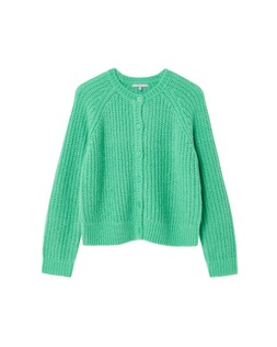 Green Fisherman Rib Crew Neck Knitted Cardigan £65
