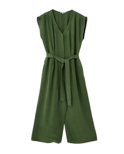 Green Gathered Shoulder V-Neck Jumpsuit £85 €115
