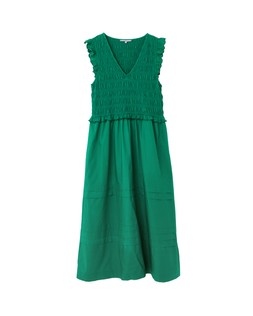 Green Shirred Bodice V-Neck Frill Sleeve Midi Dress £78 €105