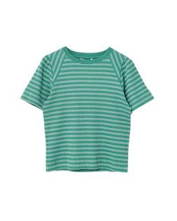 Green & White Striped Short Sleeve Ribbed Top £40 €52