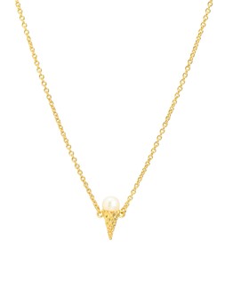Ice Cream Cone Pearl Charm Gold Plated Pendant Necklace £50 €65