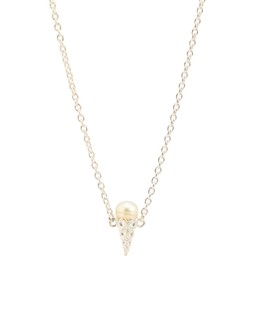Ice Cream Cone Pearl Charm Silver Pendant Necklace £48