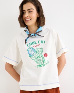 Ivory Cool Cat Graphic T-Shirt £38 €49.50