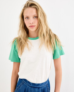 Ivory & Green Slub Cotton Colour Block T-Shirt £35 €45.50