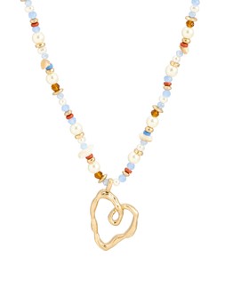 Jackson Brass Heart Pendant Beaded Necklace £28