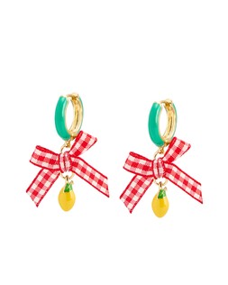 Janna Gingham Bow & Lemon Charm Drop Hoop Earrings £18 €23.50