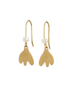 Kalani Leaf Motif & Faux Pearl Drop Hook Earrings £16.5 €21.5