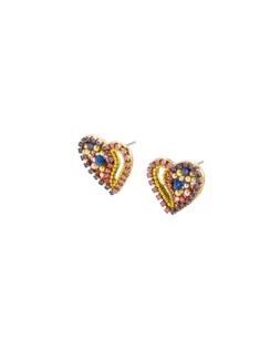 Lainey Bead & Stone Cluster Heart Stud Earrings £16.50