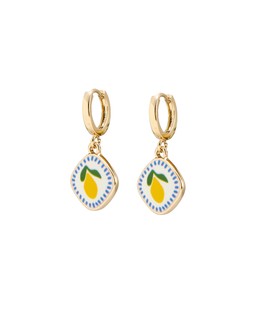 Leora Lemon & Faux Pearl Drop Charm Hoop Earrings £16.50 €21.50