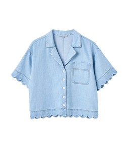 Light Blue Denim Scalloped Short Sleeve Shirt £55 €72