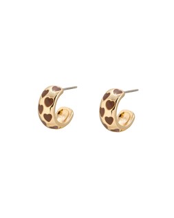 Lola Brown Hearts Gold Tone Hoop Earrings £16.50