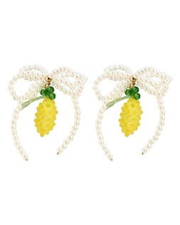 Lorena Lemon Beaded Bow Stud Earrings £24 €31.50