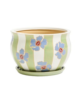 Lya Green Stripe Floral Ceramic Plant Pot Extra Large £55 €72