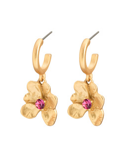 Mada Flower Pink Stone Drop Hoop Earrings £14.50 €19