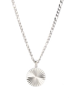 Maya Silver Tone Waterproof Etched Disc Pendant Necklace £34 €44.50
