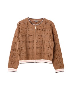 Mocha Brown Crochet Zip Up Bomber Jacket £68 €89