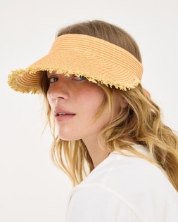 Natural Weave Straw Visor Hat with Orange Tie £26 €34