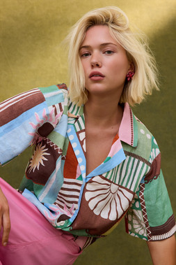Patched Sun Print Short Sleeve Shirt £65