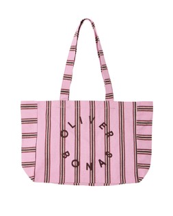 Pink & Brown Striped Logo Fabric Tote Shopper Bag £26 €34