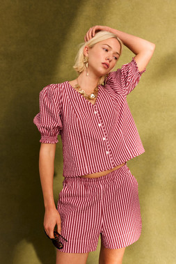 Pink & Red Striped Seersucker Shorts £60