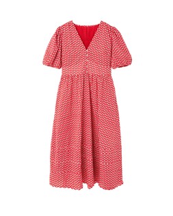 Red Ditsy Floral V-Neck Puff Sleeve Midi Dress £80 €105