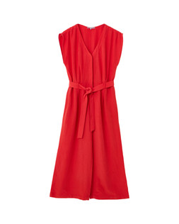 Red V-Neck Gathered Shoulder Cropped Jumpsuit £85 €115